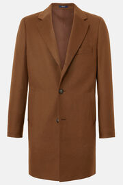 Single breasted coat in cashmere style hong kong, Hazelnut, hi-res