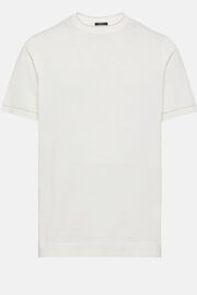 T-shirt de malha de algodão crepado branca, White, hi-res