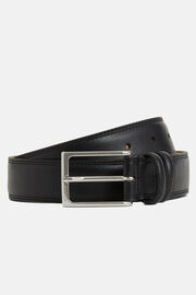 Saddle-stitched Tumbled Leather Belt, Black, hi-res
