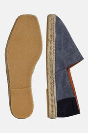 Blue espadrilles in cotton and leather, Navy blue, hi-res