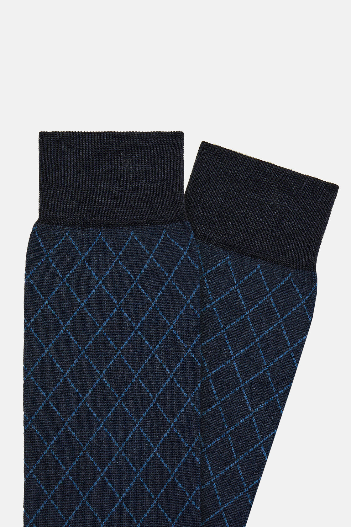 Sokken van katoenmix met geometrisch patroon, Navy blue, hi-res