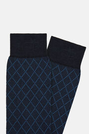 Meias com padrão geométrico em mistura de algodão, Navy blue, hi-res