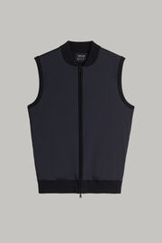 Black knit waistcoat in wool and technical jersey, Navy blue, hi-res