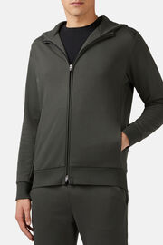 Full Zip Sweatshirt in Recycled Mixed Cotton, Military Green, hi-res