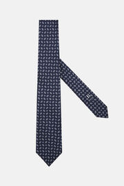 Μεταξωτή γραβάτα με γεωμετρικό σχέδιο, Navy blue, hi-res