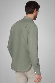 Regular Fit Military Green Linen/Tencel Shirt With Open Collar, Military Green, hi-res