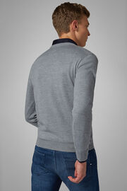 Grey Merino Wool Round-neck Pullover, , hi-res