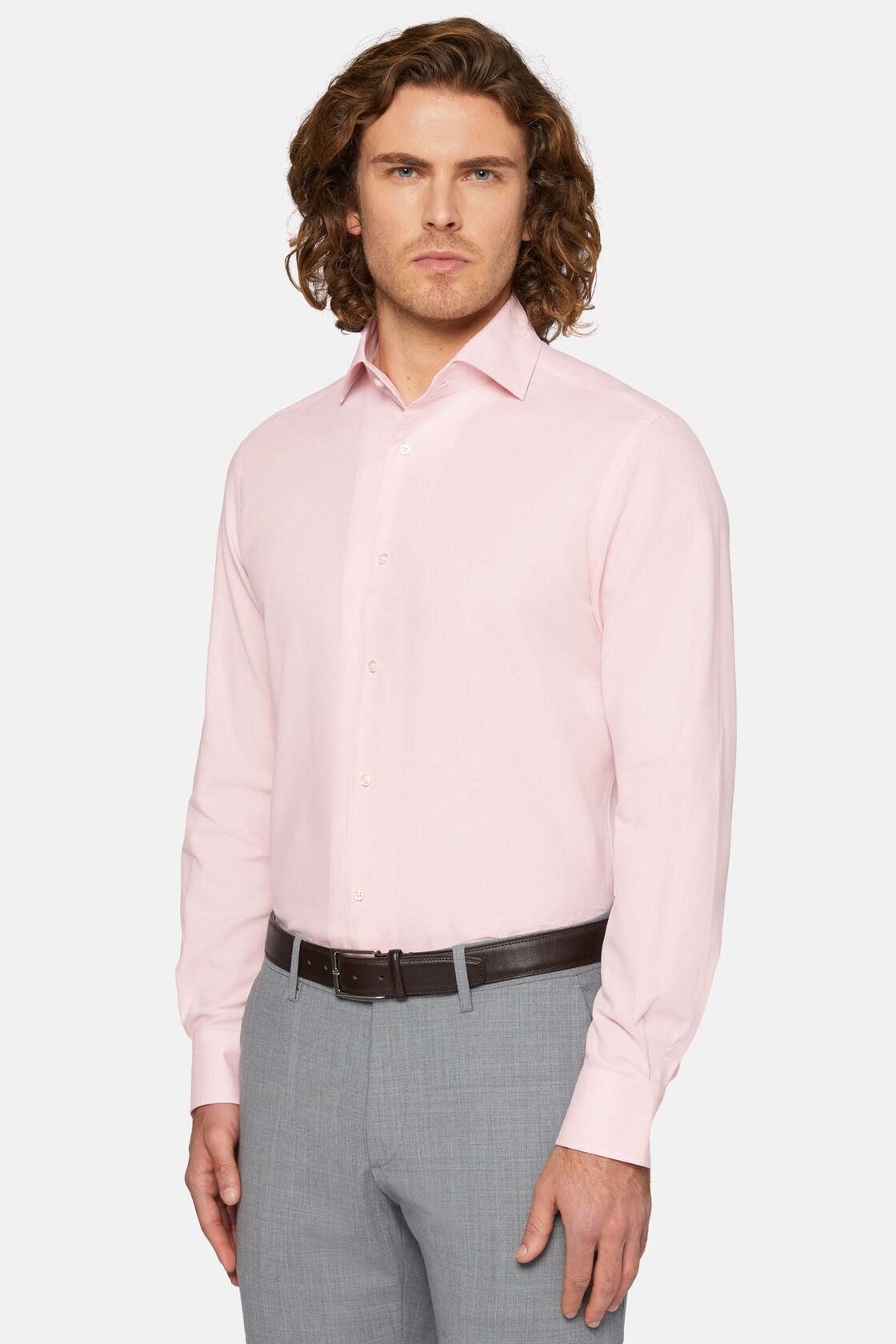 Regular Fit Pink Cotton Dobby Shirt, Pink, hi-res