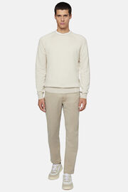 Sand Crew Neck Jumper in Cotton, Silk and Cashmere, Sand, hi-res