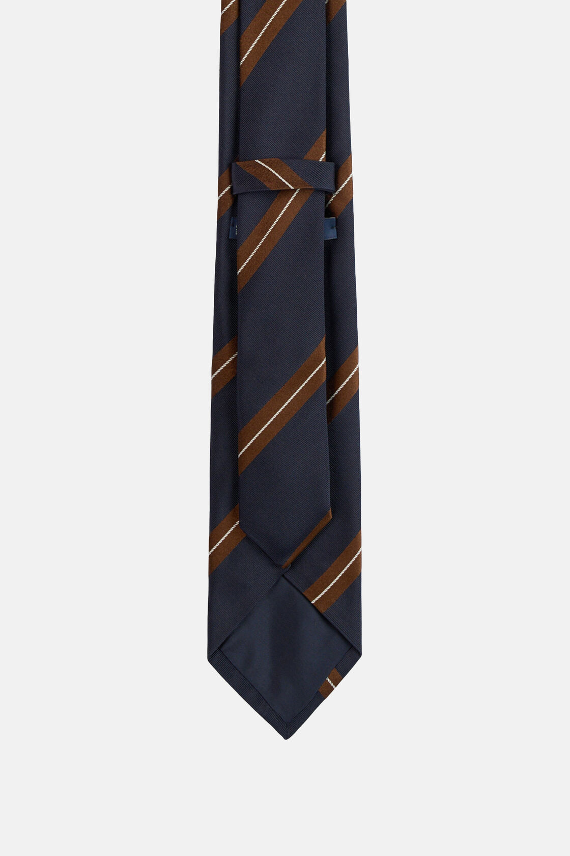Regimental Silk Tie, Navy - Brown, hi-res