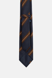 Regimental Silk Tie, Navy - Brown, hi-res
