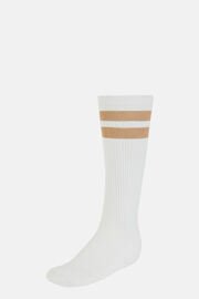 Double Striped Socks in a Cotton Blend, White, hi-res