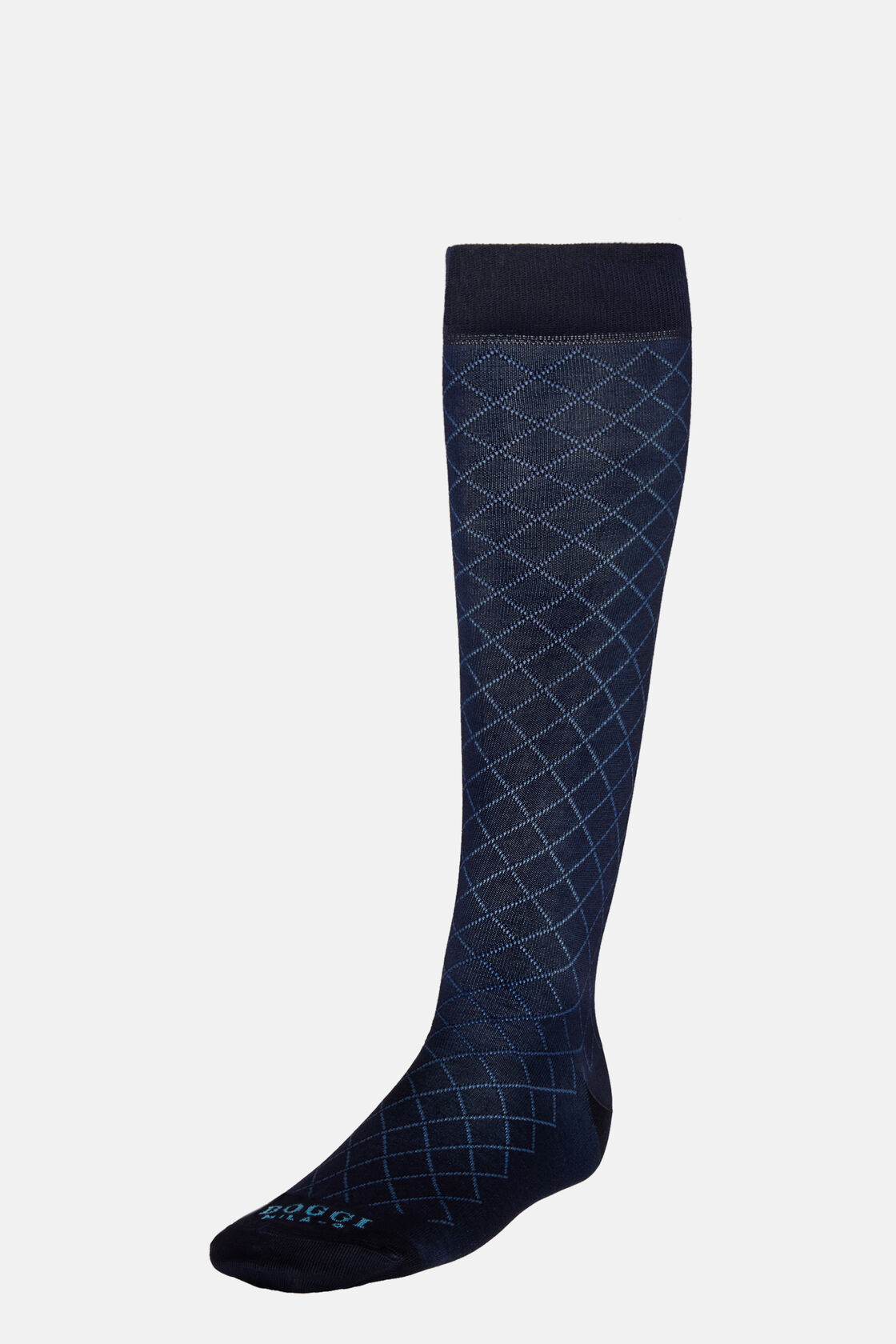 Geometric Pattern Socks in Cotton Blend, Navy blue, hi-res