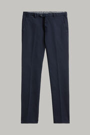 Slim fit stretch cotton and tencel trousers, Navy blue, hi-res