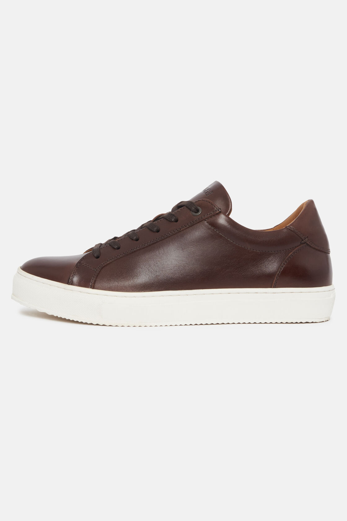 Brown Leather Trainers, Brown, hi-res