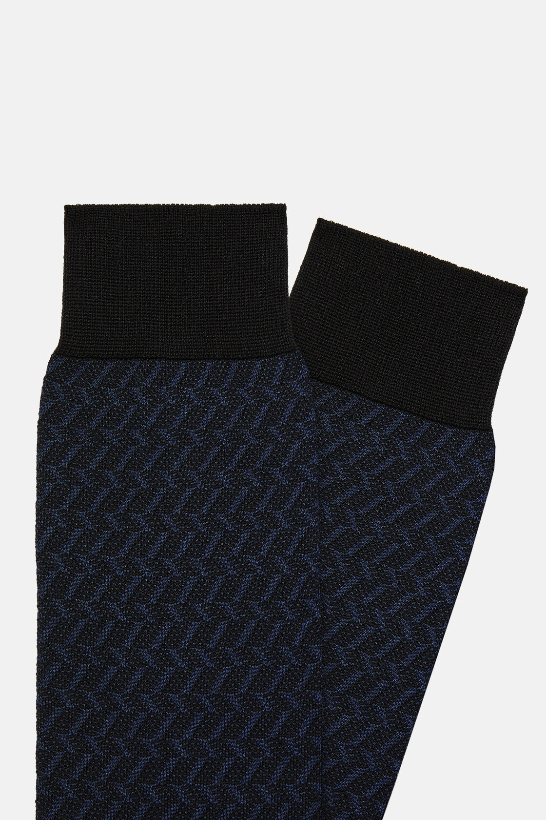 Sokken met micropatroon van katoenmix, Navy blue, hi-res