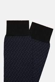 Mikromintázatú zokni pamutkeverékből, Navy blue, hi-res