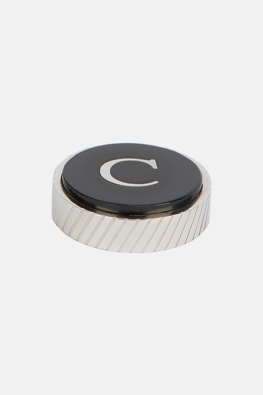 Circular letter c for cufflinks, Black, hi-res