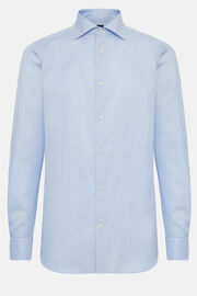 Camisa de algodão pied-de-poule azul celeste, Regular, Light Blue, hi-res