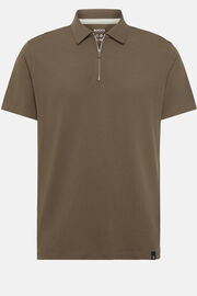 Polo in sustainable performance pique, Brown, hi-res
