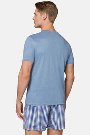 T-Shirt in Stretch Linen Jersey, Air-blue, hi-res