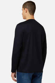 Long-sleeved Pima Cotton Jersey T-shirt, Navy blue, hi-res