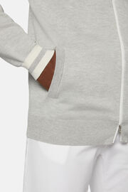 Grey Cotton, Silk and Cashmere Knitted Bomber Jacket, Grey, hi-res