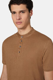 Κοντομάνικο μπλουζάκι από ελαστικό λινό ζέρσεϊ, Hazelnut, hi-res