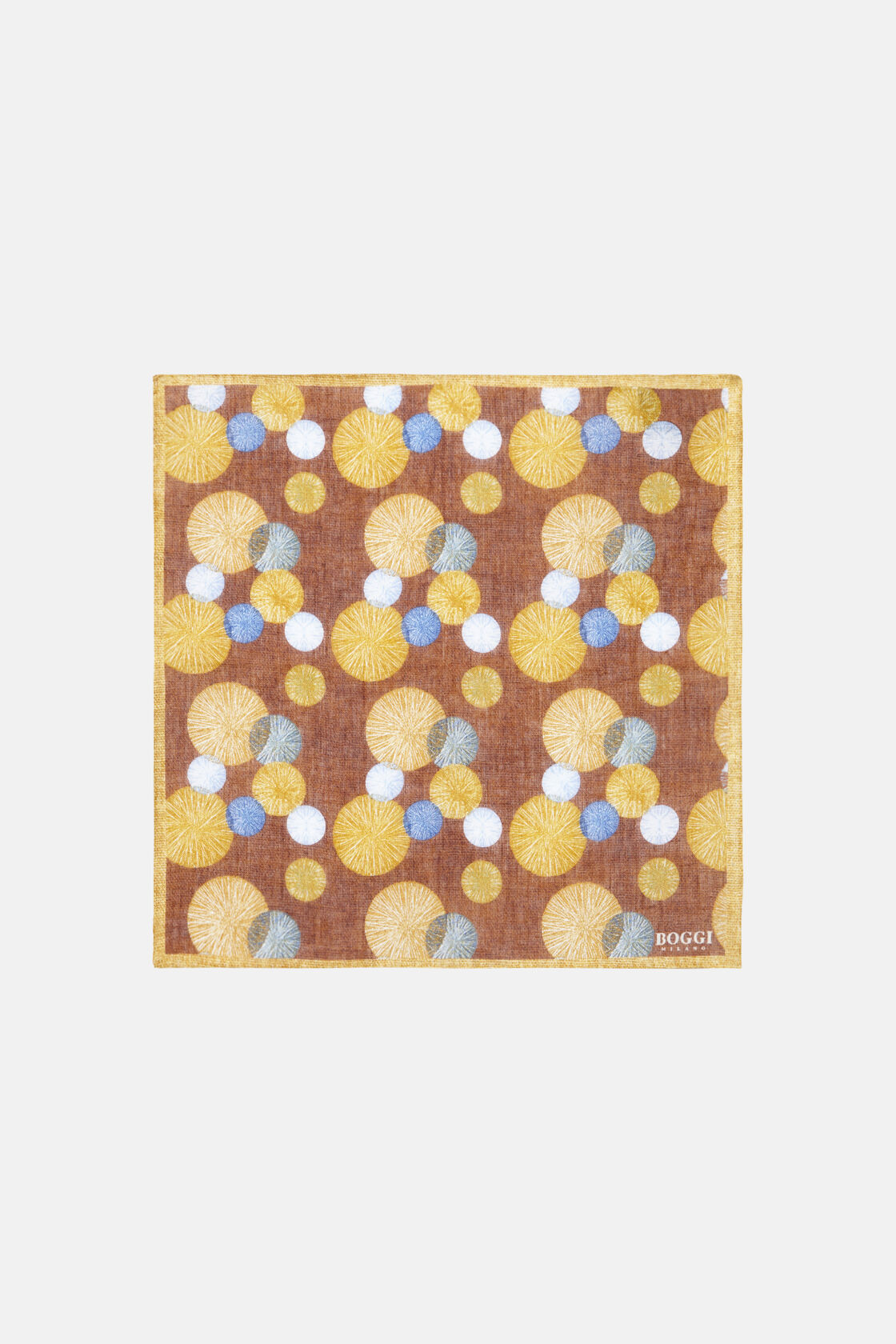 Patterned Linen Pocket Square, Yellow, hi-res