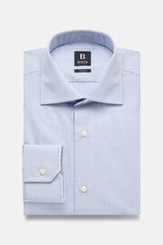 Micro Check Windsor Collar Shirt Slim Fit, Bleu clair, hi-res
