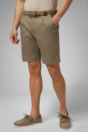 Plain Cotton & Tencel Pleated Bermuda Shorts, Taupe (Turtle-dove), hi-res