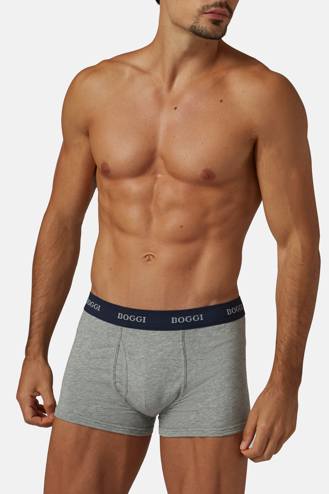 Stretch Cotton Jersey Boxer Shorts, Grey, hi-res