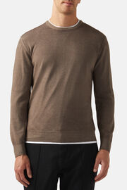 Dove Grey Merino Wool Polo Neck Jumper, Taupe, hi-res