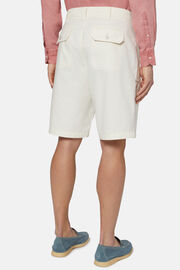 Cotton Linen Bermuda Shorts, White, hi-res