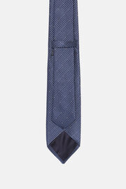 Zijden stropdas met pied-de-poule motief, Navy blue, hi-res