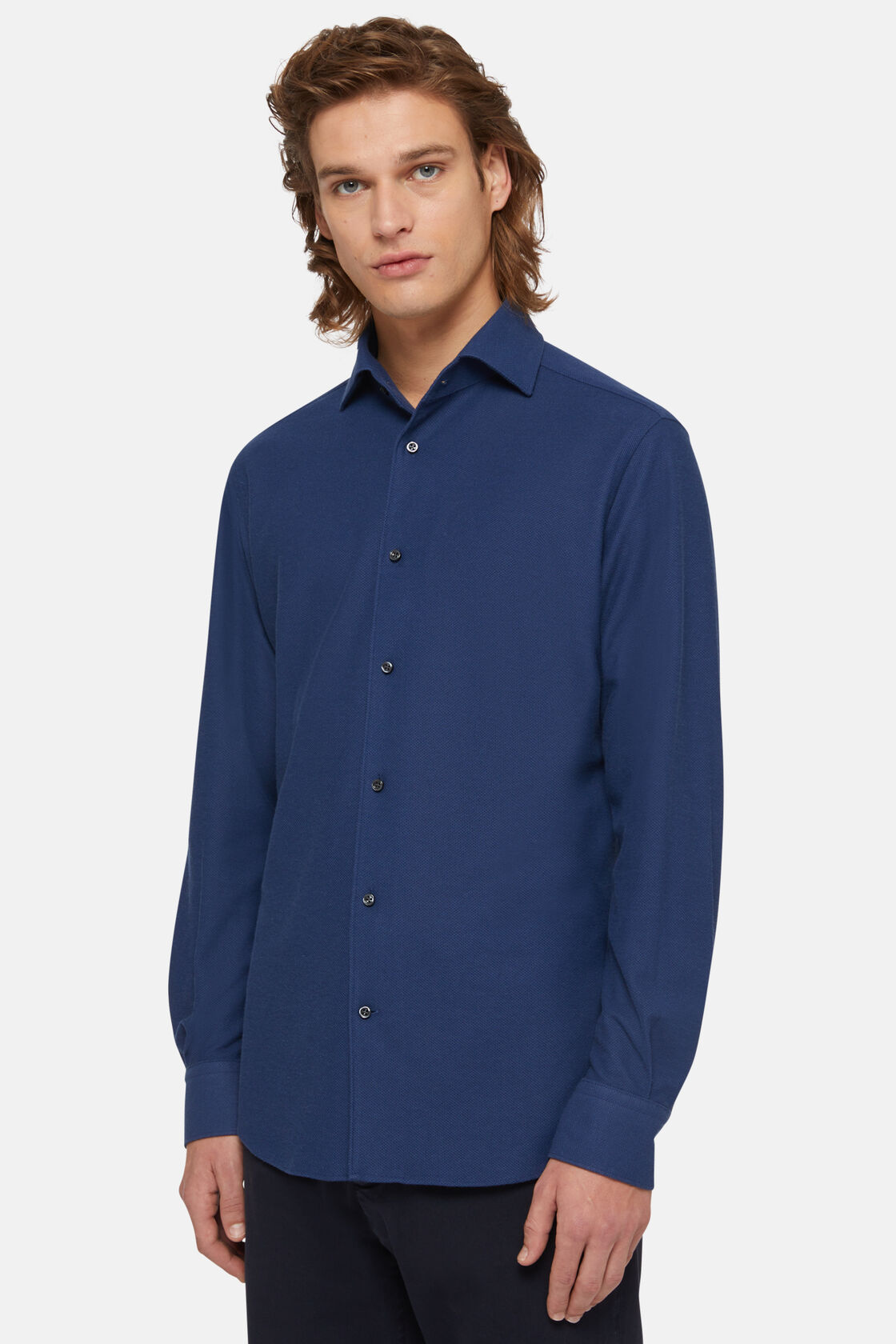 Camisa Polo de Malha Japonesa Regular Fit, Navy blue, hi-res