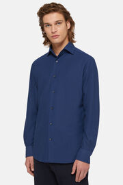 Polo Camicia In Jersey Giapponese Regular Fit, Navy, hi-res
