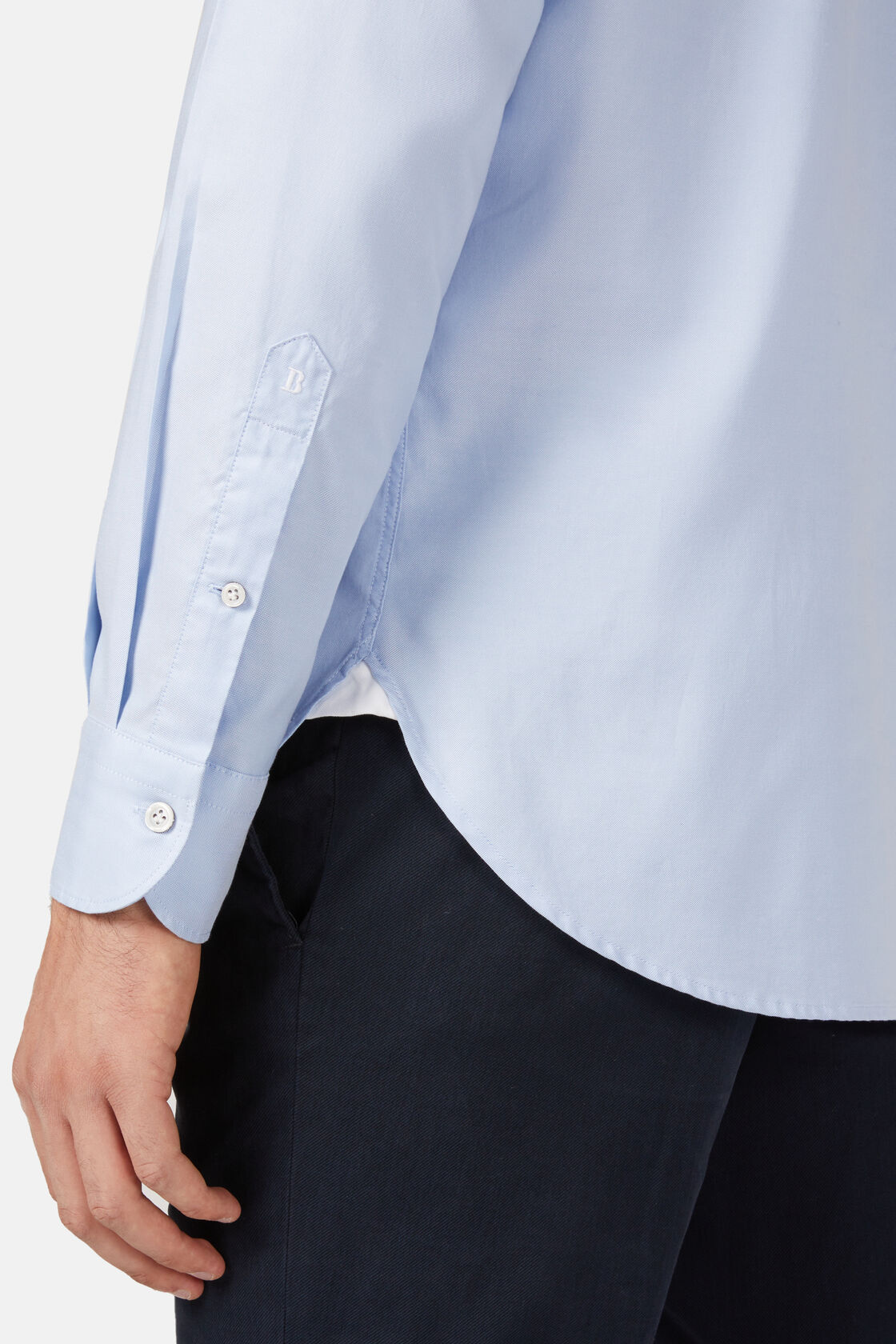 Men's Regular Fit Sky Blue Cotton AND Tencel Shirt | Boggi Milano