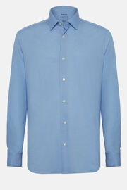 Azurblaues Hemd Aus Baumwolle und COOLMAX® Slim Fit, Hellblau, hi-res