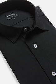 Camisa Negra De Nailón Elástico Slim, Negro, hi-res