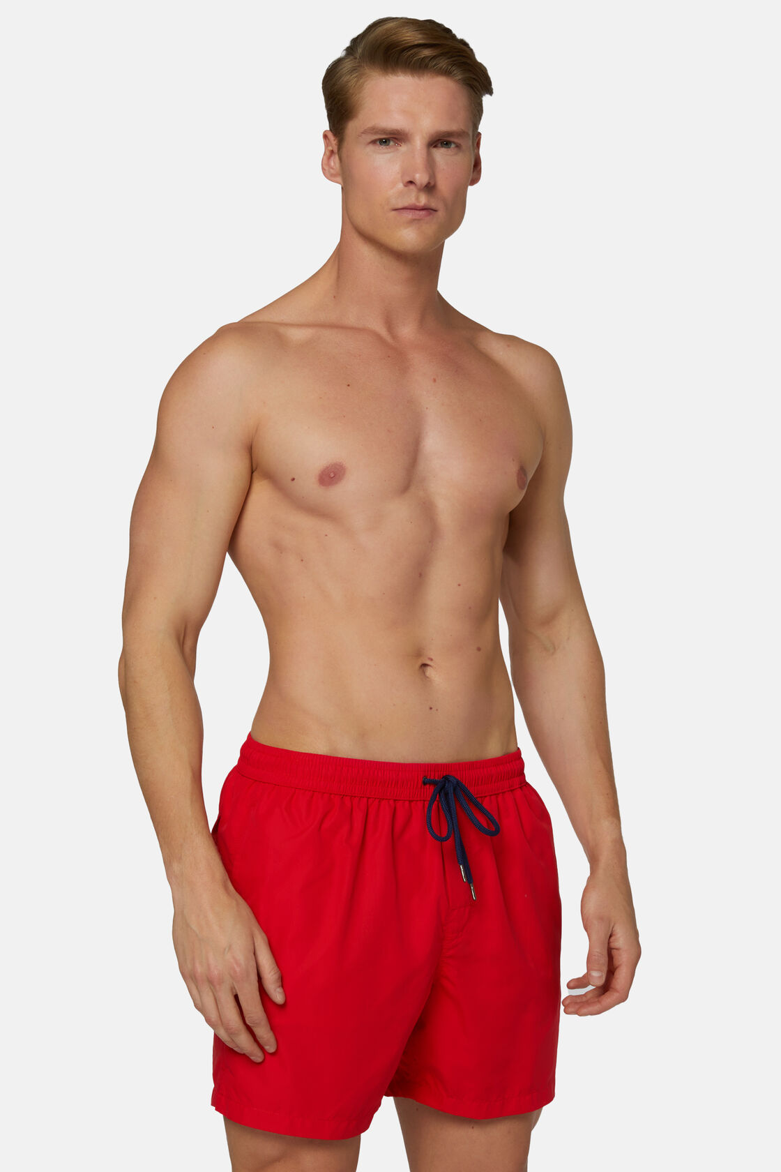 Plain Swimsuit, Red, hi-res