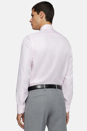 Ροζ βαμβακερό πουκάμισο dobby, σε στενή γραμμή, Pink, hi-res
