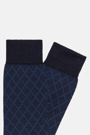 Geometric Cotton Blend Socks, Navy blue, hi-res