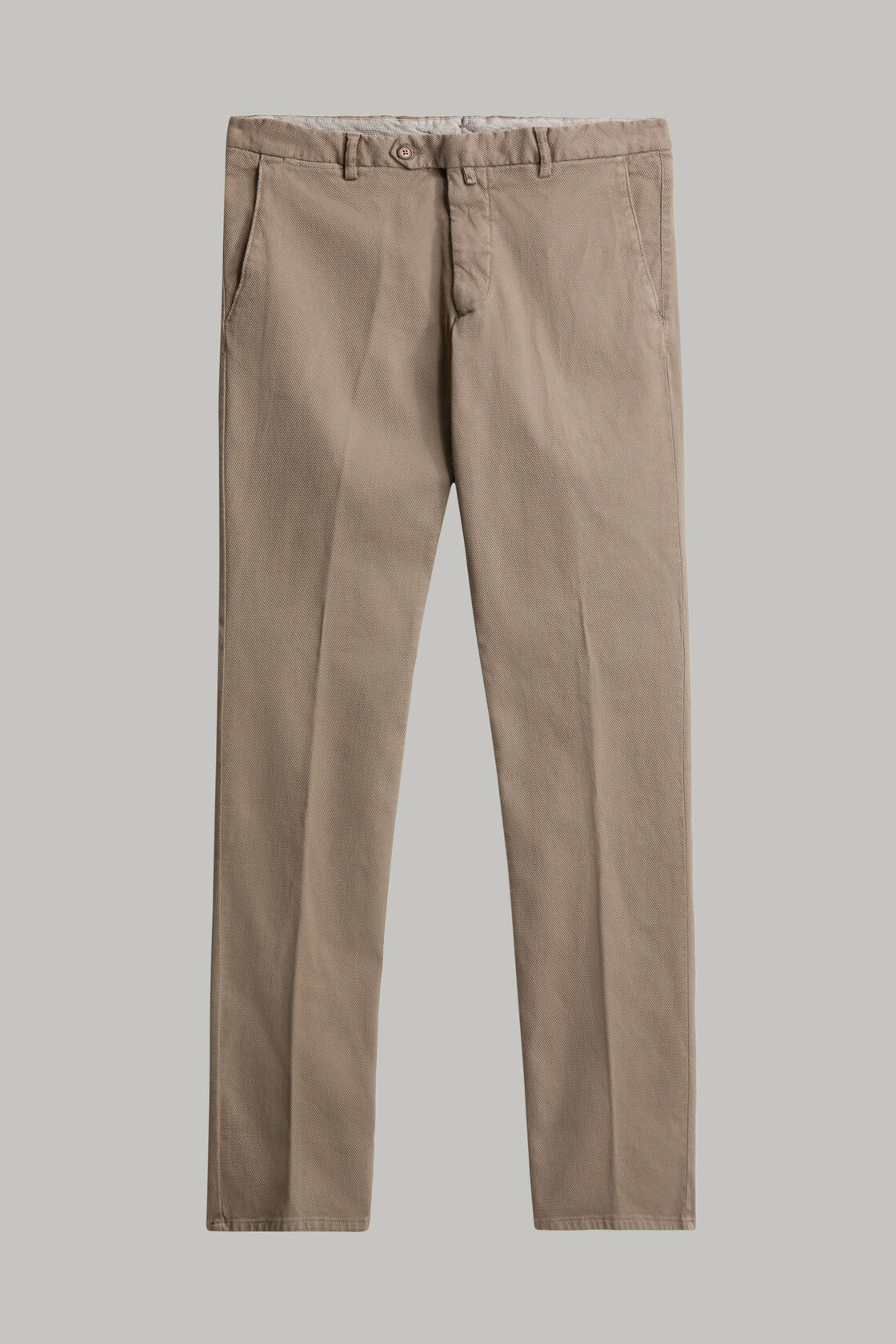Slim fit stretch cotton and tencel trousers, , hi-res