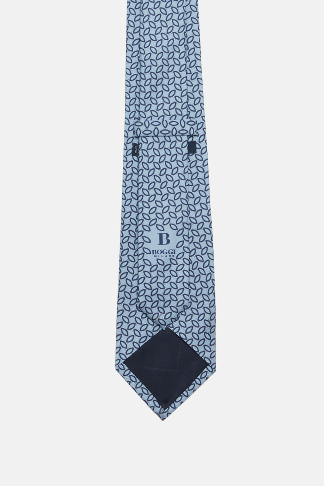 Cravatta Motivo Staffe In Seta, Azzurro, hi-res