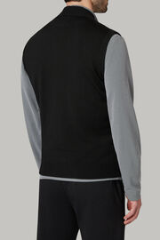 Schwarze strickweste aus wolle und technischem jersey, , hi-res