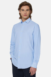 Slim Fit Sky Blue Shirt in Stretch Nylon, Light Blue, hi-res