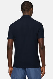 Koszulka polo z bawełnianej krepy dżersejowej., Navy blue, hi-res