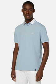 Polo in sustainable performance pique, Light Blu, hi-res