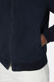 Bomber Jacket in Genuine Suede Leather, Navy blue, hi-res